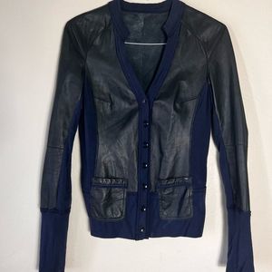 Emporio Armani Leather Cardigan Size 4
